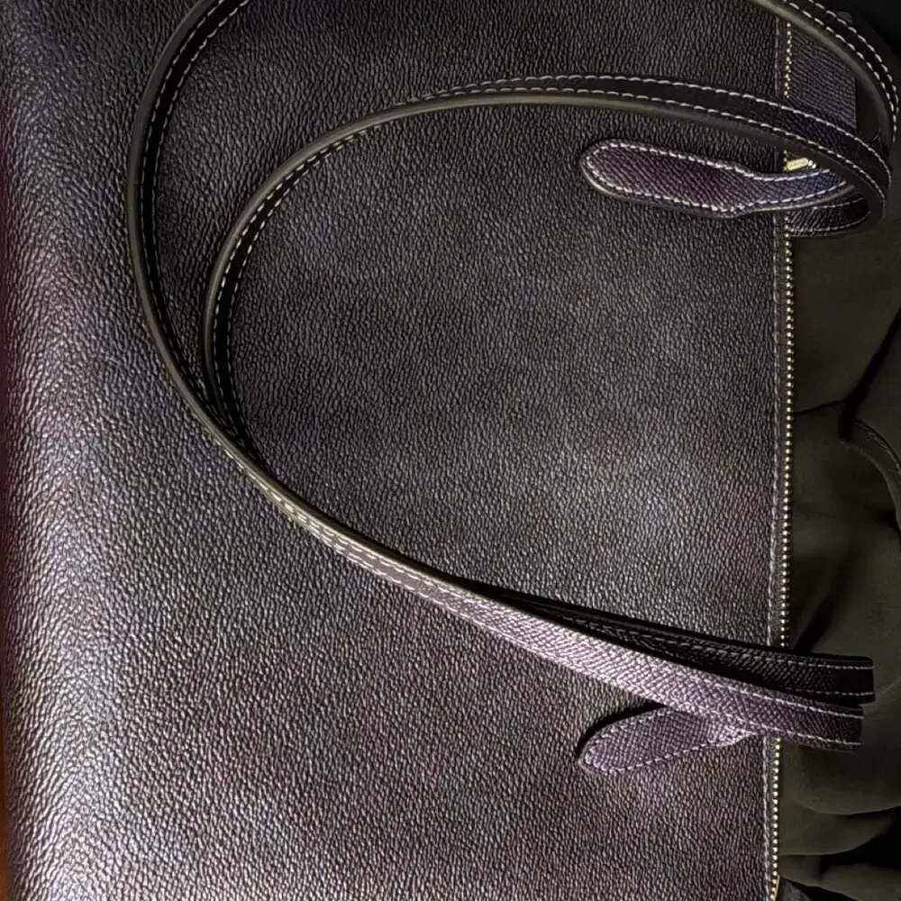 Coach Leather Zip Top Tote Bag Black